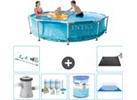 Piscina Intex Con Struttura Rotonda - 305 X 76 Cm - Pressione Dell'acqua - Pacchetto Manutenzione Pompa Incluso - Filtro - Telo Di Fondo - Aspirapolvere - Tappeto Solare