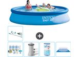 Piscina Gonfiabile Rotonda Intex Easy Set - 396 X 84 Cm - Blu - Pacchetto Manutenzione Incluso - Pompa Filtro Per Piscina - Filtro - Telo Di Fondo - Aspirapolvere