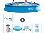 Piscina Gonfiabile Rotonda Intex Easy Set - 457 X 84 Cm - Blu - Inclusa Pompa Tenda - Pacchetto Manutenzione - Filtro - Aspirapolvere