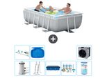 Piscina Intex Con Struttura A Prisma Rettangolare - 300 X 175 X 80 Cm - Grigio - Inclusa Pompa - Copertura A Scaletta - Pacchetto Manutenzione - Filtro - Aspirapolvere - Pediluvio - Pompa Di Calore