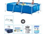 Piscina Intex Con Struttura Rettangolare - 300 X 200 X 75 Cm - Blu - Include Tenda Da Sole - Pacchetto Manutenzione - Pompa Filtro Per Piscina - Filtro - Hoover