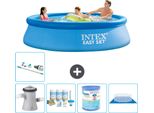 Piscina Gonfiabile Rotonda Intex Easy Set - 305 X 76 Cm - Blu - Incluso Pacchetto Manutenzione Pompa - Filtro - Telo Di Fondo - Aspirapolvere