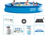Piscina Gonfiabile Rotonda Intex Easy Set - 457 X 84 Cm - Blu - Incluso Pacchetto Manutenzione Pompa - Filtro - Telo Di Fondo - Aspirapolvere - Tappeto Solare
