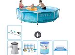 Piscina Intex Con Struttura Rotonda - 305 X 76 Cm - Pressione Dell'acqua - Pacchetto Di Manutenzione Della Pompa Incluso - Filtro - Telo Per Pavimento - Aspirapolvere