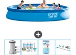 Piscina Gonfiabile Rotonda Intex Easy Set - 457 X 84 Cm - Blu - Incluso Pacchetto Manutenzione Pompa - Filtro - Aspirapolvere