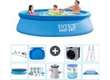 Piscina Gonfiabile Rotonda Intex Easy Set - 305 X 76 Cm - Blu - Include Copertura - Pacchetto Manutenzione - Pompa Filtro Per Piscina - Filtro - Telo Di Fondo - Aspirapolvere
