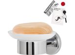 Bremermann Serie Bagno Lucente - Portasapone, Portasapone Incluso Set Di Adesivi In Vetro E Acciaio Inox, Cromato