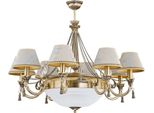 Casa Padrino Lampadario Barocco Ottone Con Patina / Bianco Ø 95 Cm