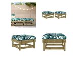 Vidaxl Sgabello Da Giardino Con Cuscino 2 Pz. Legno Di Pino Impregnato - Sgabello Da Giardino - Sgabello Da Patio - Sgabello Da Esterno - Poggiapiedi Da Giardino