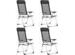 The Living Store Sedie Da Campeggio Pieghevoli 4 Pz. Alluminio Nero