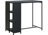 The Living Store Tavolo Da Bar Con Ripiano Nero 120X60X110 Cm In Poly Rattan