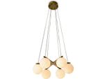Casa Padrino Lampadario In Ottone Antico / Alabastro Ø 60 X H. 17 Cm - Lampadario Da Salotto Regolabile In Altezza Con Paralumi Rotondi In Alabastro - Qualità Lussuosa
