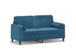 Vidaxl Divano A 2 Posti Con Cuscini Decorativi Blu 140 Cm In Velluto