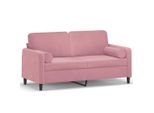 Vidaxl Divano A 2 Posti Con Cuscini Decorativi Rosa 140 Cm In Velluto