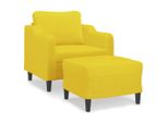 Vidaxl Poltrona Con Sgabello Giallo Chiaro 60 Cm In Tessuto