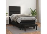 The Living Store Letto A Molle Con Materasso Nero 100X200 Cm In Pelle Finta
