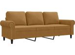 Vidaxl Divano A 3 Posti In Velluto Marrone 180 Cm