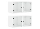 Vidaxl Armadi A Muro Con Ante In Vetro 2 Pz. Bianco 68,5X37X35 Cm