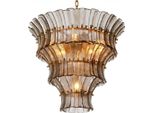 Casa Padrino Lampadario Grigio / Ottone Antico Ø 67 X H. 60 Cm - Lampadario Rotondo In Vetro - Lampadario Per Soggiorno - Lampadario Per Hotel - Mobili - Interni