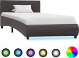 The Living Store Struttura Letto Con Led In Ecopelle Grigia 90×200 Cm