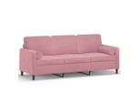 Vidaxl Divano A 3 Posti Con Cuscini Decorativi In Velluto Rosa 180 Cm