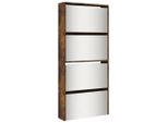 Vidaxl Scarpiera Con Specchio 4 Scomparti Rovere Fumé 63X17X134 Cm
