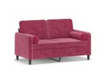 Vidaxl Divano A 2 Posti Con Cuscini Decorativi In Velluto Rosso Vino 120 Cm