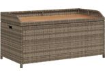 Panca Con Contenitore Grigio 100X50X52 Cm In Poly Rattan Legno Di Acacia