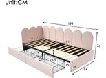 Letto Imbottito Letto Singolo Con Cassetti, Daybed Divano Letto 90X190Cm, Letto Contenitore Con Rete A Doghe, Letto Per Ragazzi E Adulti Per Bambini, Velluto, Rosa (Senza Materasso)