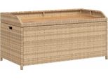 Vidaxl Panca Con Contenitore Beige 100X50X52 Cm Poli Rattan Legno D'acacia