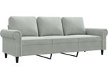 Vidaxl Divano A 3 Posti In Velluto Grigio Chiaro 180 Cm