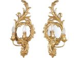 Casa Padrino Set Di Lampade Da Parete Barocche In Oro Antico 27 X 15 X H. 59 Cm - Magnifiche Lampade Da Parete In Stile Barocco Con Specchietto - Luci Barocche - Qualità Lussuosa - Italy