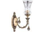 Casa Padrino Lampada Da Parete In Cristallo Barocco Ottone Con Patina / Argento 12 X H. 37 Cm