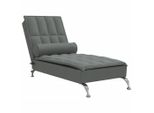 Chaise Longue Da Massaggio Con Cuscino Tessuto Grigio Scuro