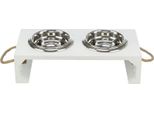 Be Nordic Napf-Set, Mdf/Edelstahl 2 × 0,4 L/ø 14 Cm/38 × 18 × 10 Cm Weiß