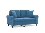Vidaxl Divano A 2 Posti Con Cuscini Decorativi Blu 120 Cm In Velluto