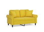 Divano A 2 Posti Con Cuscini Decorativi In Velluto Giallo 120 Cm
