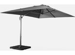Ombrellone Decentrato Rettangolare 3X4M + Base 50X50Cm, Grigio