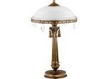 Casa Padrino Lampada Da Tavolo In Cristallo Barocco Ottone Con Patina / Bianco H. 51 Cm