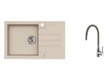 Lavello In Granito Con Miscelatore Alveus Rock 130 Beige 55 780X480 Mm + Miscelatore Mintas SETA23198