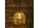 Lampada A Sospensione In Rattan - Circa 18 X 16 Cm - Lampada Per Interni Ed Esterni Con Timer E Batteria