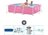 Piscina Intex Con Struttura Rettangolare - 220 X 150 X 60 Cm - Rosa - Include Copertura - Pacchetto Manutenzione - Pompa Filtro Per Piscina - Kit Pulizia