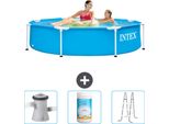 Piscina Intex Con Struttura Rotonda - 244 X 51 Cm - Blu - In Dotazione Pompa Filtro Per Piscina - Cloro - Scaletta