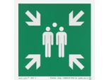 Notlok Safety Work - 1X - Segnale Di Evacuazione - Punto Di Raccolta - 15X15Cm | Foglio In Pvc + Nastro Adesivo In Schiuma | Segnale Di Uscita Di Emergenza Fotoluminescente