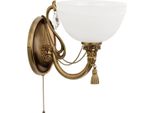 Casa Padrino Lampada Da Parete In Cristallo Barocco Ottone Con Patina / Bianco H. 25 Cm