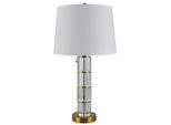 Casa Padrino Lampada Da Tavolo In Vetro Oro/Bianco Ø 40 X H. 66 Cm