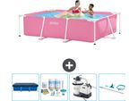 Piscina Intex Con Struttura Rettangolare - 220 X 150 X 60 Cm - Rosa - Include Copertura - Pacchetto Manutenzione - Pompa Filtro Per Piscina - Kit Pulizia