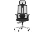 Sedia Girevole Ergonomica Da Ufficio Akcent/M, Base Cromata, Braccioli Regolabili, Seduta Scorrevole (Avanti-Indietro), Nera