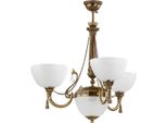 Casa Padrino Lampadario In Cristallo Barocco Ottone Con Patina / Bianco Ø 62 X H. 70 Cm