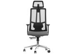 Sedia Da Ufficio Ergonomica Girevole Akcent/M, Base Cromata, Braccioli Regolabili, Seduta Scorrevole (Avanti-Indietro), Nero/Grigio